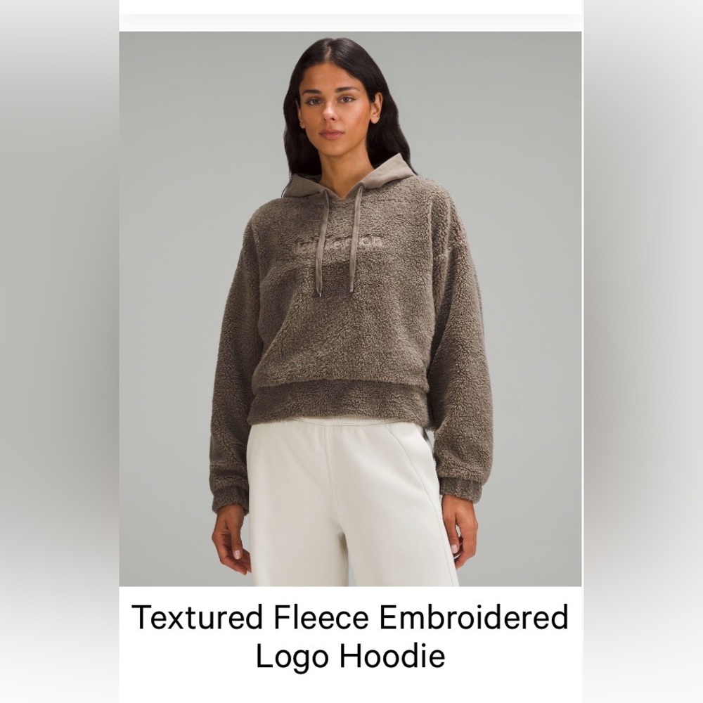 Lululemon Textured Fleece Embroidered Logo Hoodie Nomad
